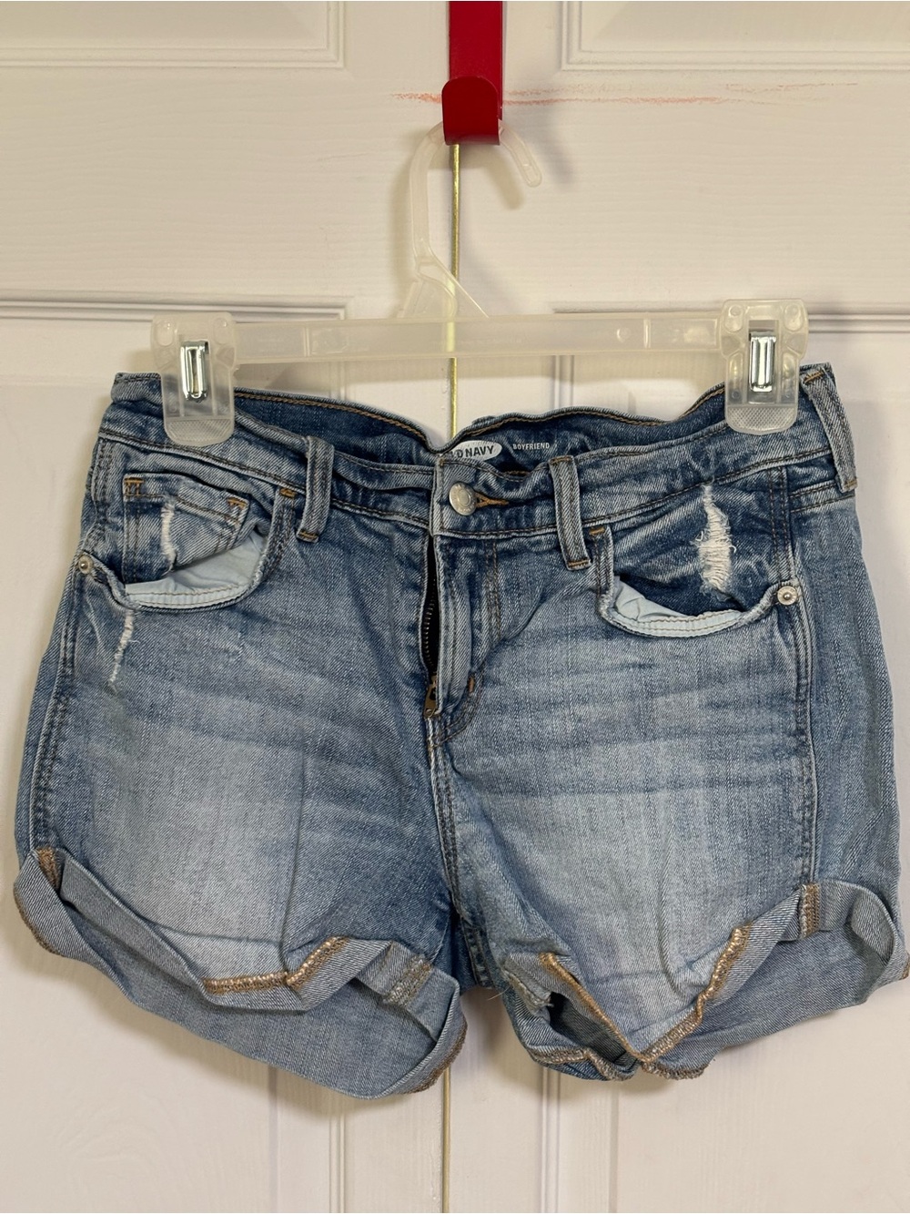 Old Navy Light Blue Washed Denim Roll-Cuff Shorts